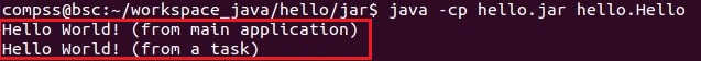 Sequential execution of the *Hello* java application