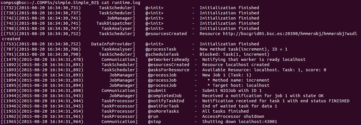 runtime.log generated by the execution of the *Simple* java application